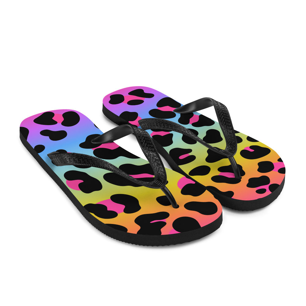 Rainbow Leopard Flip-Flops